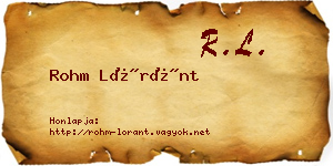 Rohm Lóránt névjegykártya